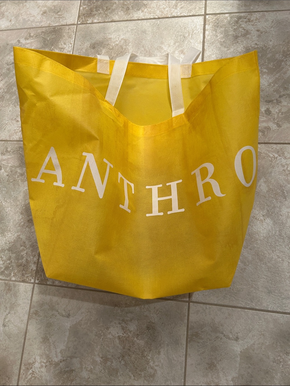 Anthropologie Yellow Tote with White Handles